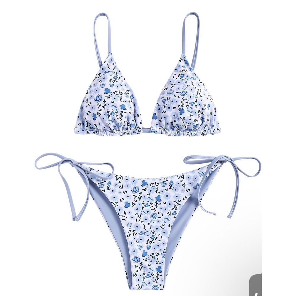 ZAFUL Triangle Bikini Floral String Bikini Set Two Piece Swimsuit size L A-309